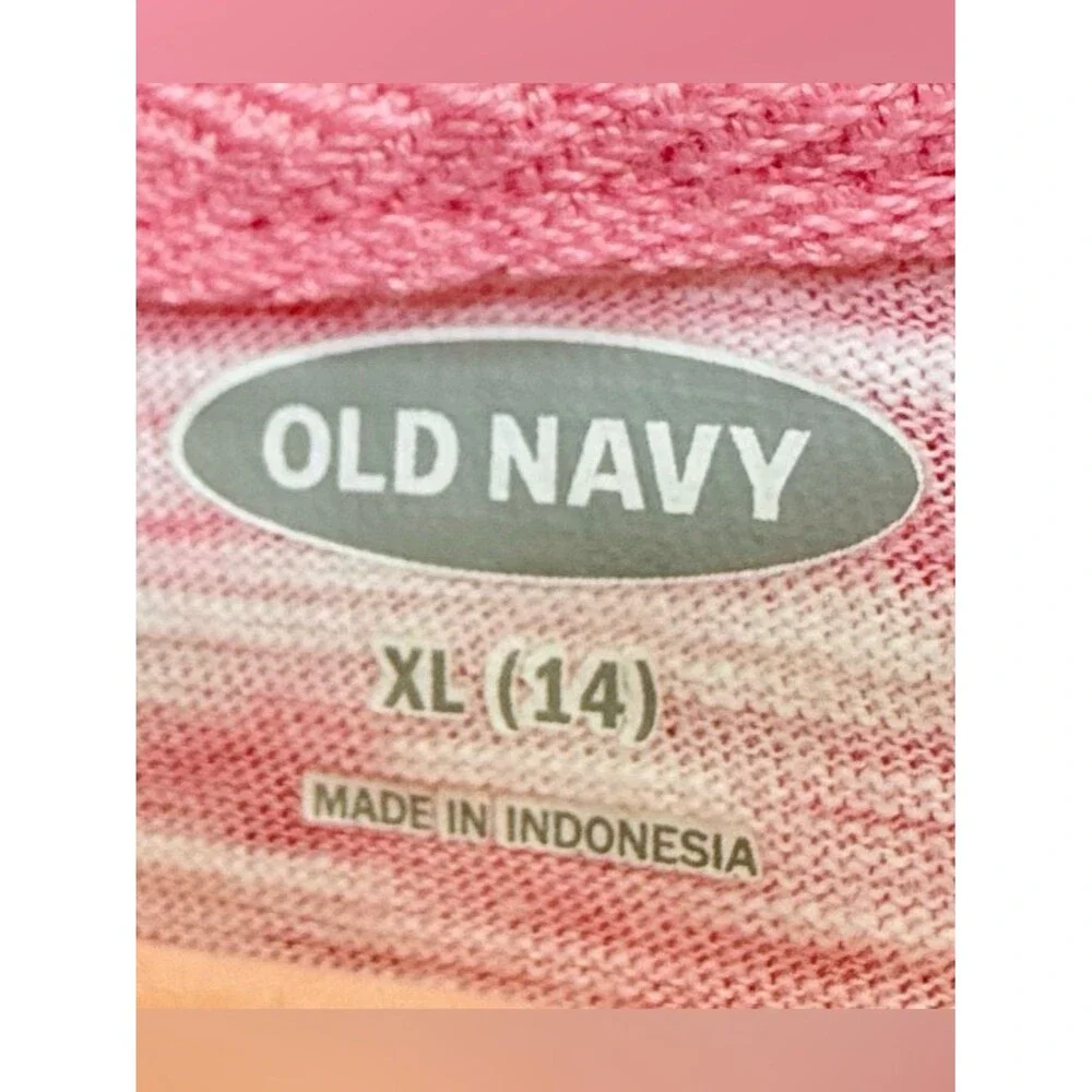 Old Navy Girls Pink White Stripe Cotton Hooded Swim Cover-up Dress. XL. 14.